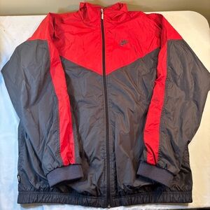 Vintage Nike Men’s Windbreaker Color Block Jacket Red And Black Full Zip Size L